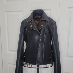 Vigoss Black Faux Leather Moto Jacket SIZE Small